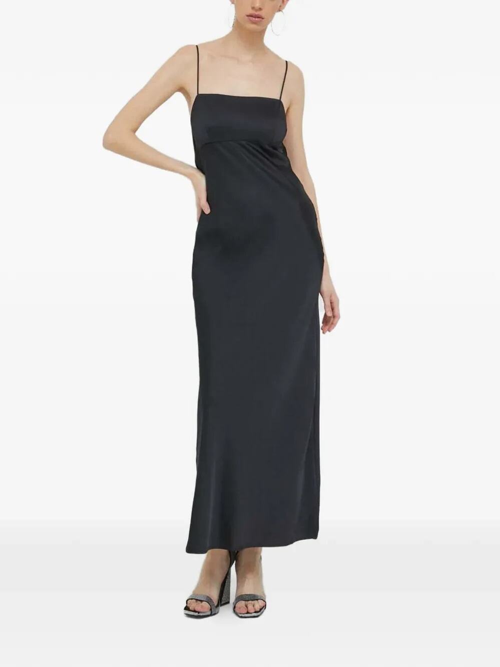 Abercombie & Fitch Open-Back Maxi Slip Dress Black XXSP